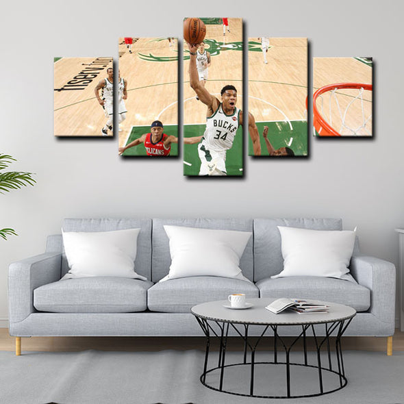 5 panel canvas framed prints Milwaukee Bucks home decor1212 (3)