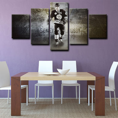 5 panel canvas framed prints Sidney Crosby home decor1217 (1)