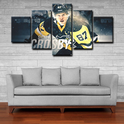 5 panel canvas framed prints Sidney Crosby home decor1228 (1)