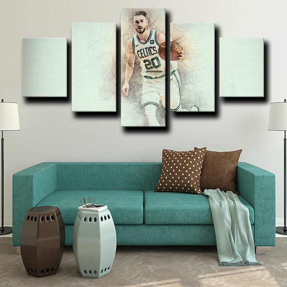 5 panel canvas pictures framed prints Celtics Hayward wall decor-1228 (4)