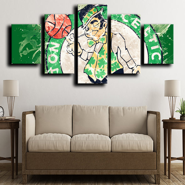 5 panel canvas pictures framed prints Celtics logo crest wall decor-1209 (1)