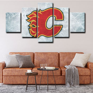 5 panel canvas prints art prints  Calgary Flames live room decor1204 (1)