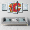 5 panel canvas prints art prints  Calgary Flames live room decor1204 (2)
