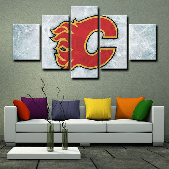5 panel canvas prints art prints  Calgary Flames live room decor1204 (3)