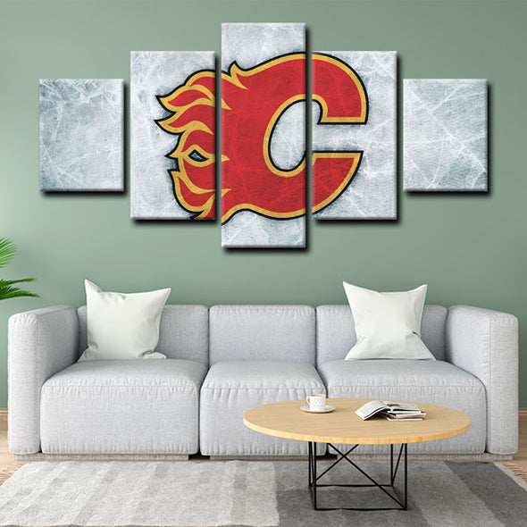 5 panel canvas prints art prints  Calgary Flames live room decor1204 (4)