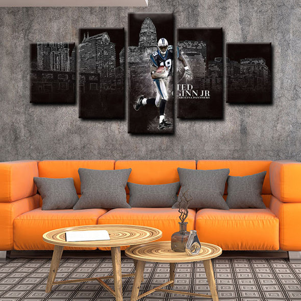  5 panel canvas prints art prints   Carolina Panthers live room decor1228 (2)