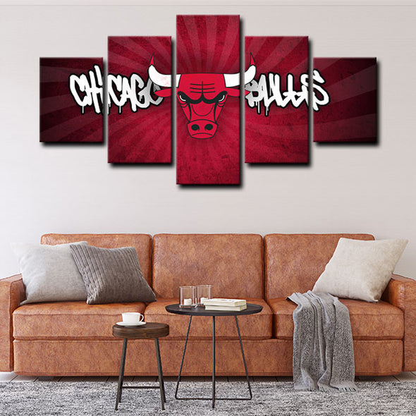 5 panel canvas prints art prints  Chicago Bulls live room decor1212 (1)