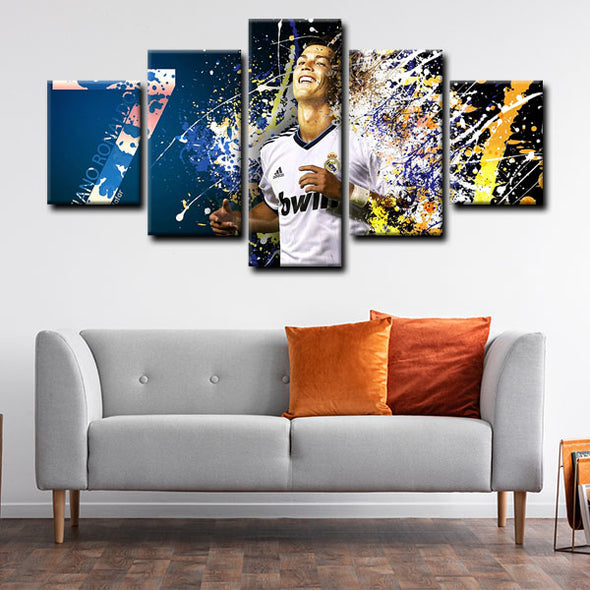  5 panel canvas prints art prints  Cristiano Ronaldo live room decor1204 (3)