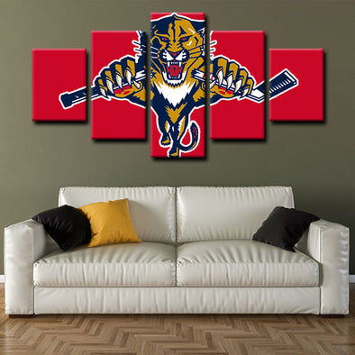 5 panel canvas prints art prints  Florida Panthers live room decor1204 (1)
