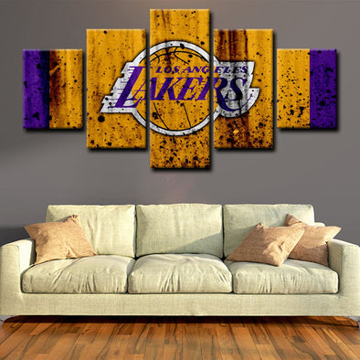 5 panel canvas prints art prints  Los Angeles Lakers live room decor1204 (1)