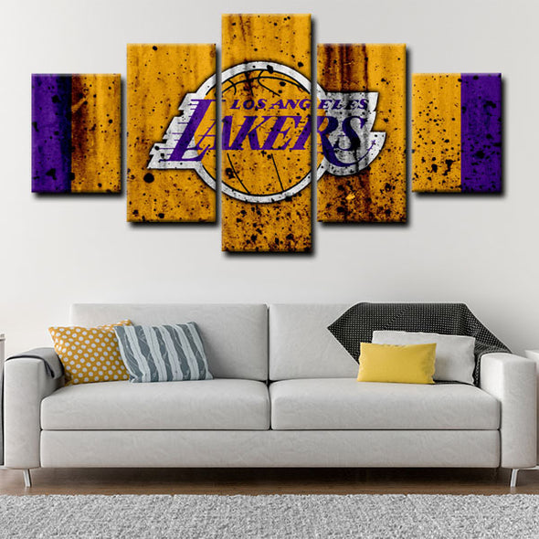 5 panel canvas prints art prints  Los Angeles Lakers live room decor1204 (2)