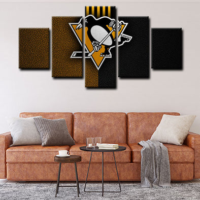 5 panel canvas prints art prints  Pittsburgh Penguins live room decor1207 (1)