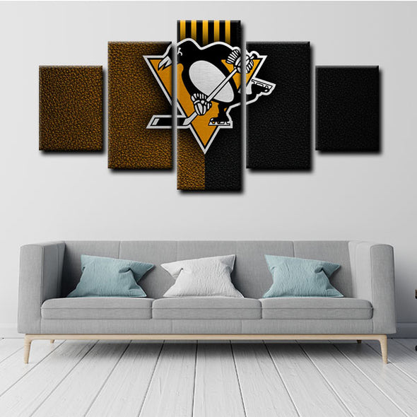 5 panel canvas prints art prints  Pittsburgh Penguins live room decor1207 (2)