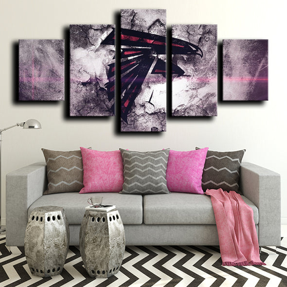 5 panel canvas prints custom prints Atlanta Falcons logo wall decor-1215 (3)