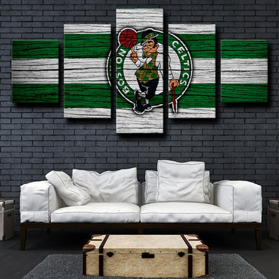 5 panel canvas prints custom prints Celtics logo wall decor-1210 (1)