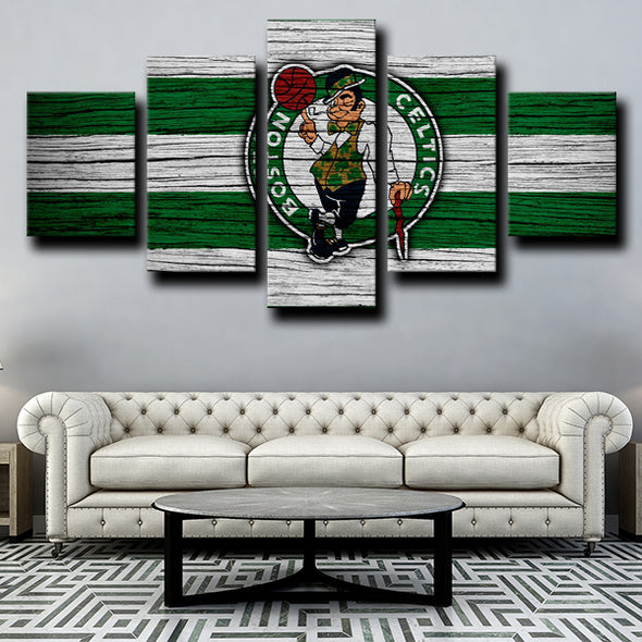 5 panel canvas prints custom prints Celtics logo wall decor-1210 (2)