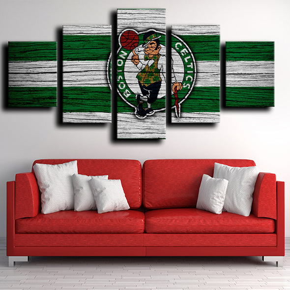 5 panel canvas prints custom prints Celtics logo wall decor-1210 (4)