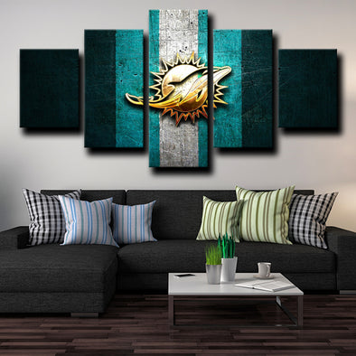 5 panel canvas prints custom prints Dolphins Badge Blue wall decor-1239 (1)