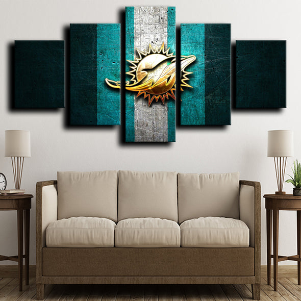 5 panel canvas prints custom prints Dolphins Badge Blue wall decor-1239 (4)