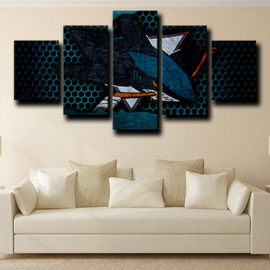 5 panel canvas prints custom prints San Jose Sharks Logo wall decor-1216 (1)