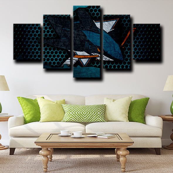 5 panel canvas prints custom prints San Jose Sharks Logo wall decor-1216 (3)