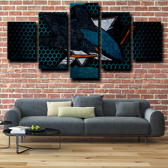 5 panel canvas prints custom prints San Jose Sharks Logo wall decor-1216 (4)