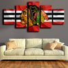 5 panel canvas wall art  Chicago Blackhawks Logo decor picture-1227 (4)