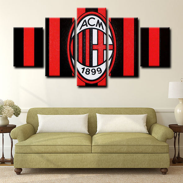  5 panel canvas wall art framed prints  AC Milan decor picture1205 (3)