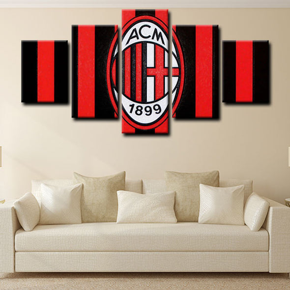  5 panel canvas wall art framed prints  AC Milan decor picture1205 (4)