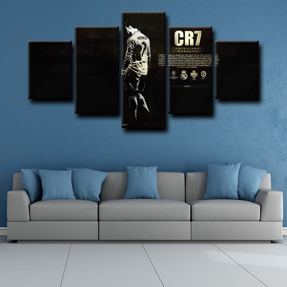 5 panel canvas wall art framed prints  Cristiano Ronaldo decor picture1231 (2)