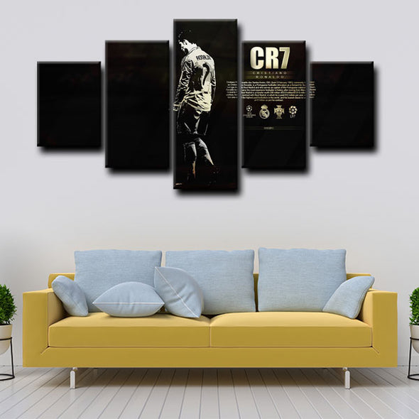 5 panel canvas wall art framed prints  Cristiano Ronaldo decor picture1231 (4)