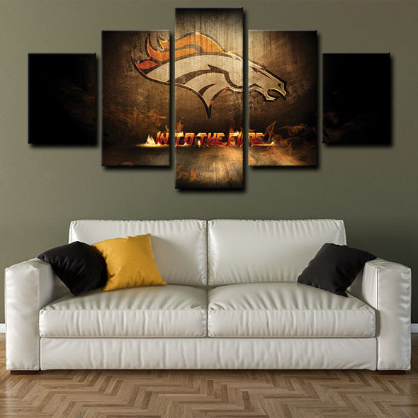 5 panel canvas wall art framed prints  Denver Broncos decor picture1215 4)