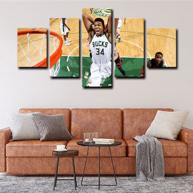  5 panel canvas wall art framed prints  Giannis Antetokounmpo decor picture1223 (1)