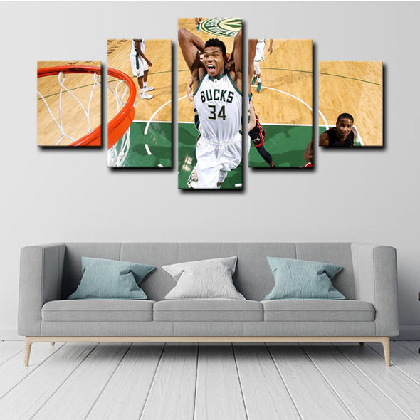 5 panel canvas wall art framed prints  Giannis Antetokounmpo decor picture1223 (2)