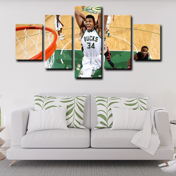  5 panel canvas wall art framed prints  Giannis Antetokounmpo decor picture1223 (4)