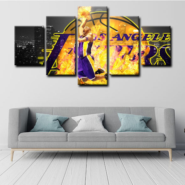 5 panel canvas wall art framed prints  Kobe Bryant decor picture1205 (4)