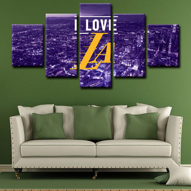 5 panel canvas wall art framed prints  Los Angeles Lakers decor picture1205 (1)