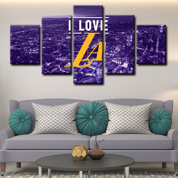 5 panel canvas wall art framed prints  Los Angeles Lakers decor picture1205 (3)