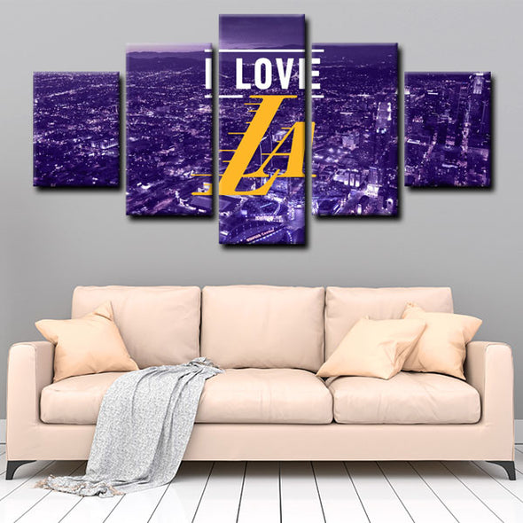 5 panel canvas wall art framed prints  Los Angeles Lakers decor picture1205 (4)