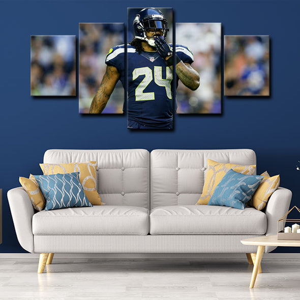 5 panel canvas wall art framed prints  Marshawn Lynch decor picture1217 (1)