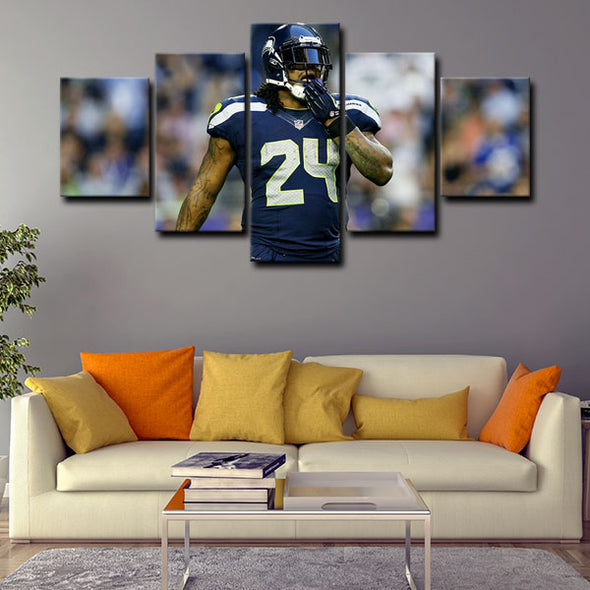 5 panel canvas wall art framed prints  Marshawn Lynch decor picture1217 (2)