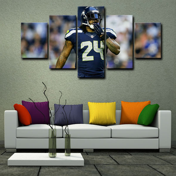 5 panel canvas wall art framed prints  Marshawn Lynch decor picture1217 (3)