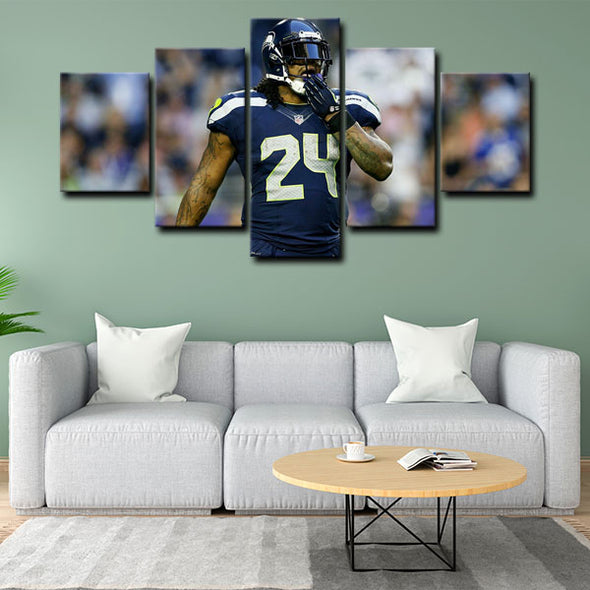 5 panel canvas wall art framed prints  Marshawn Lynch decor picture1217 (4)