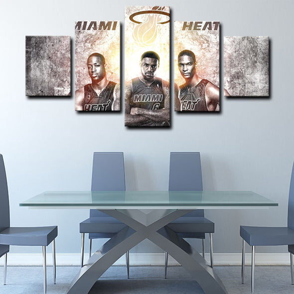 5 panel canvas wall art framed prints  Miami Heat decor picture1205 (2)