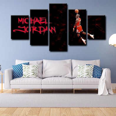 5 panel canvas wall art framed prints  Michael Jordan decor picture1205 (1)