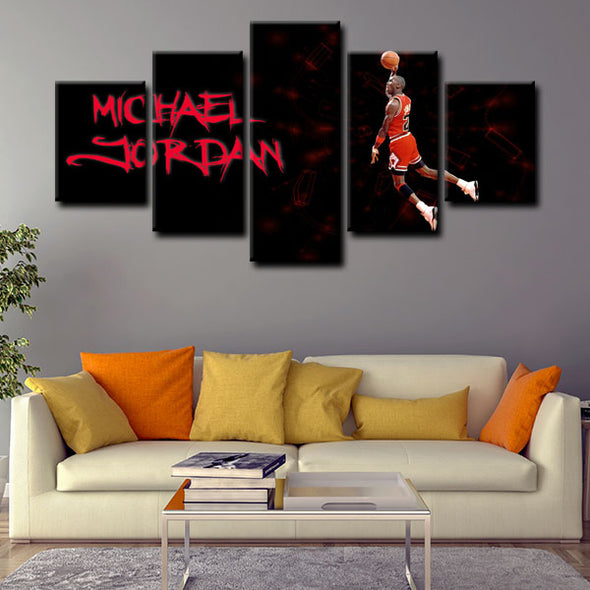 5 panel canvas wall art framed prints  Michael Jordan decor picture1205 (2)
