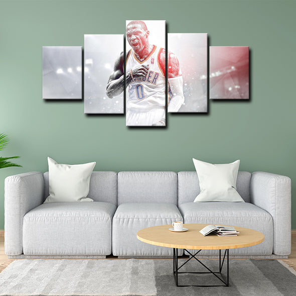  5 panel canvas wall art framed prints  Russell Westbrook decor picture1216 (1)