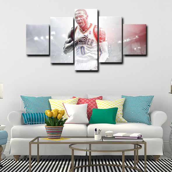  5 panel canvas wall art framed prints  Russell Westbrook decor picture1216 (3)