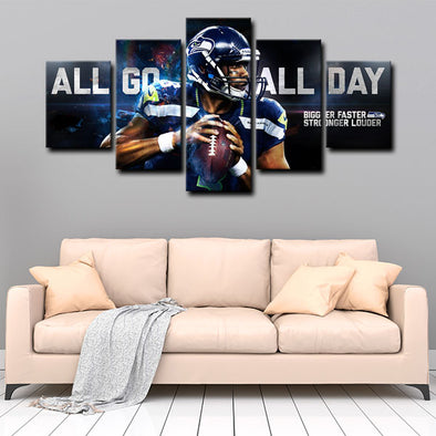 5 panel canvas wall art framed prints  Russell Wilson decor picture1236 (1)
