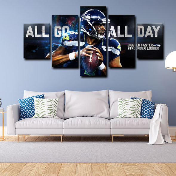 5 panel canvas wall art framed prints  Russell Wilson decor picture1236 (2)